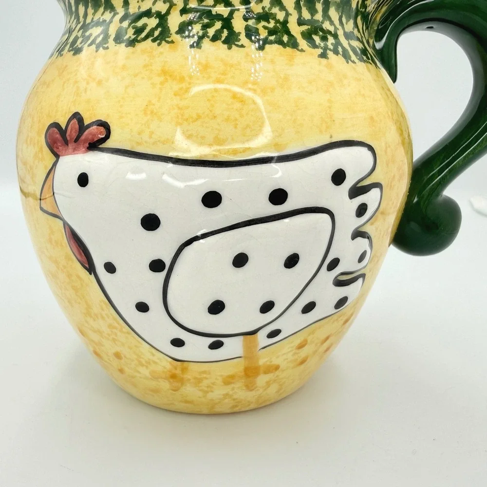 FTD Chicken Pitcher‎ Creamer Yellow Green Farmhouse Ceramic Country Decor